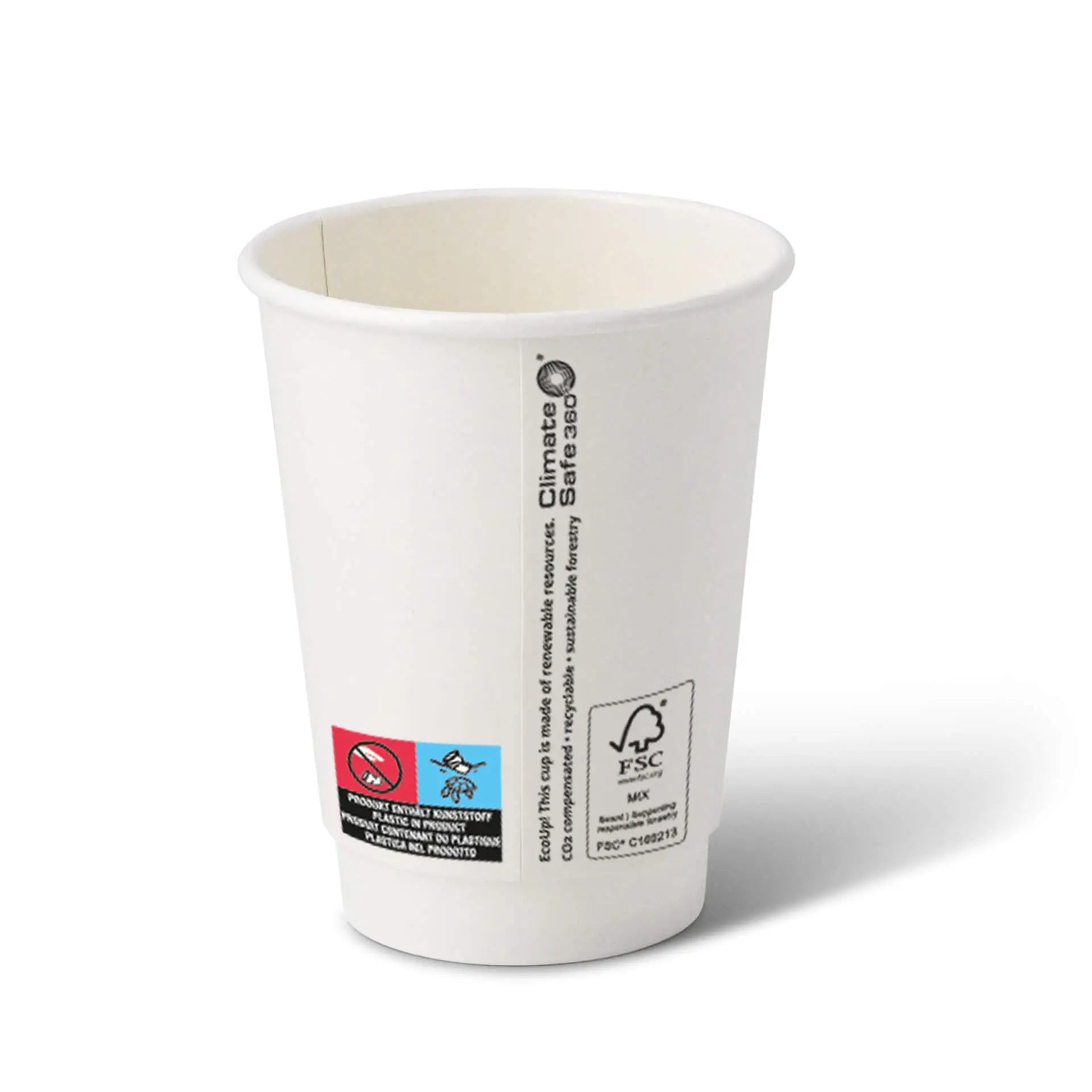 12 oz Take away coffee cups (coated), double-walled, Ø 90 mm, white