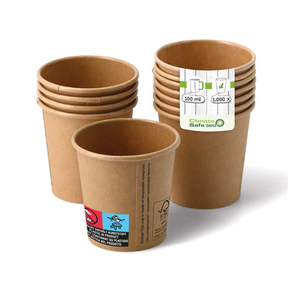Pappbecher (beschichtet) 100 ml / 4 oz, Ø 62 mm, braun