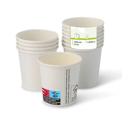 Pappbecher (beschichtet) 100 ml / 4 oz, Ø 62 mm, weiß
