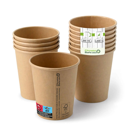 Pappbecher (beschichtet) 200 ml / 8 oz, Ø 80 mm, braun