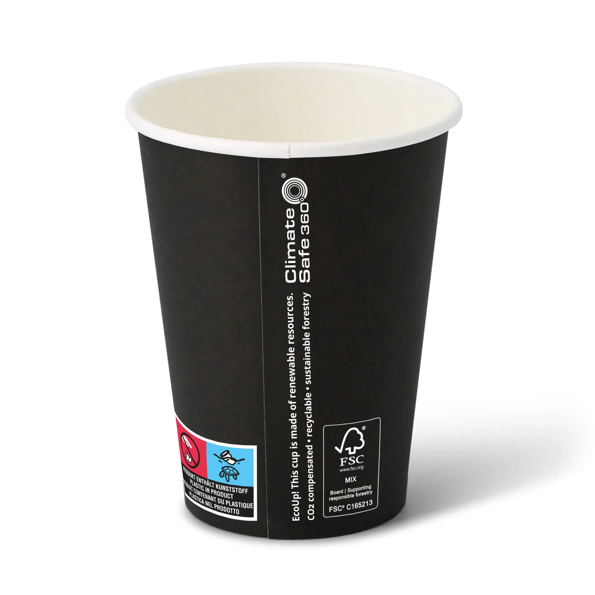 Pappbecher (beschichtet) 300 ml / 12 oz, Ø 90 mm, schwarz