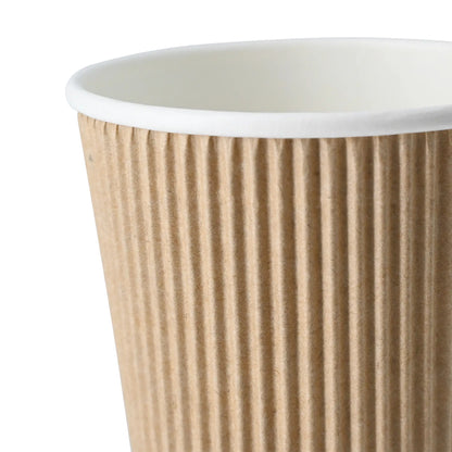 16 oz Take away coffee cups (coated) / Ripple cups, Ø 80 mm, brown, inner white