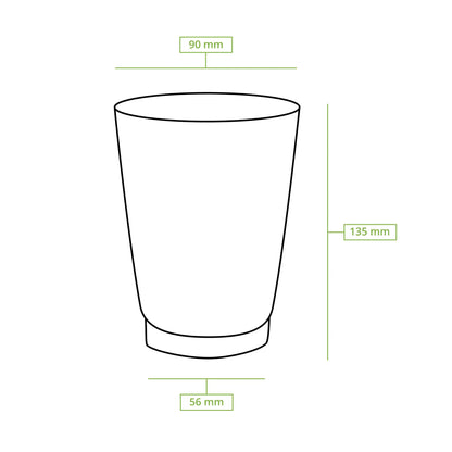 Riffelbecher (beschichtet) / Coffee to go Becher 400 ml / 16 oz, Ø 90 mm, braun, innen weiß