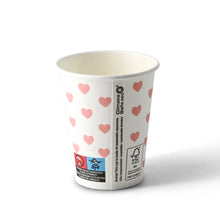 Pappbecher bedruckt "Hearts" (beschichtet) 200 ml / 8 oz, Ø 80 mm, weiß