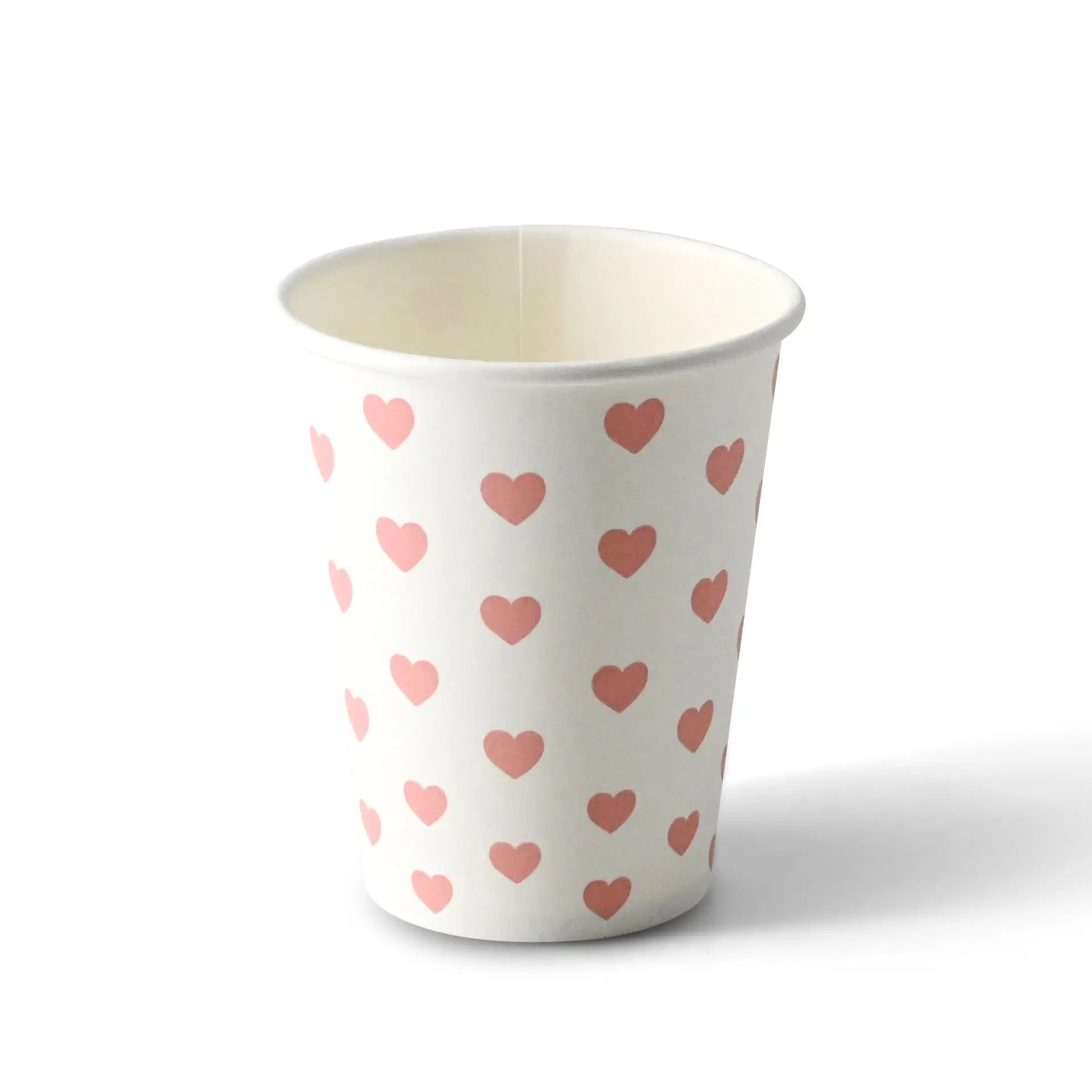 Pappbecher bedruckt "Hearts" (beschichtet) 200 ml / 8 oz, Ø 80 mm, weiß