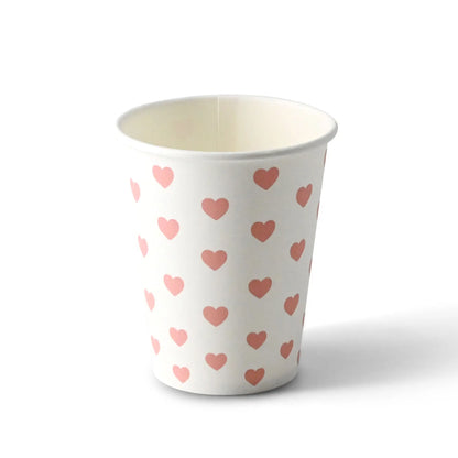 Pappbecher bedruckt "Hearts" (beschichtet) 200 ml / 8 oz, Ø 80 mm, weiß