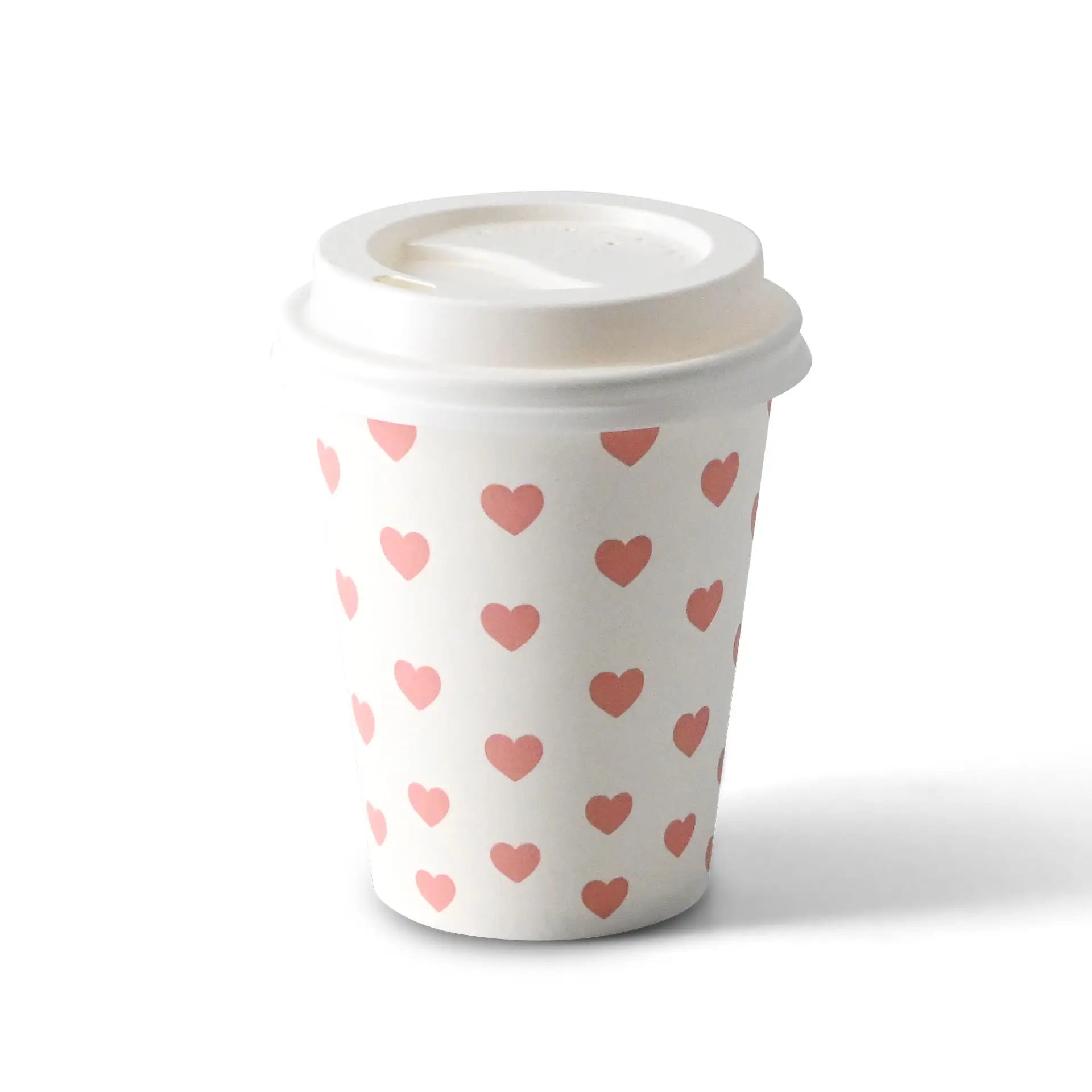 Pappbecher bedruckt "Hearts" (beschichtet) 200 ml / 8 oz, Ø 80 mm, weiß
