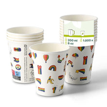 Pappbecher bedruckt "Pride" (beschichtet) 200 ml / 8 oz, Ø 80 mm, weiß