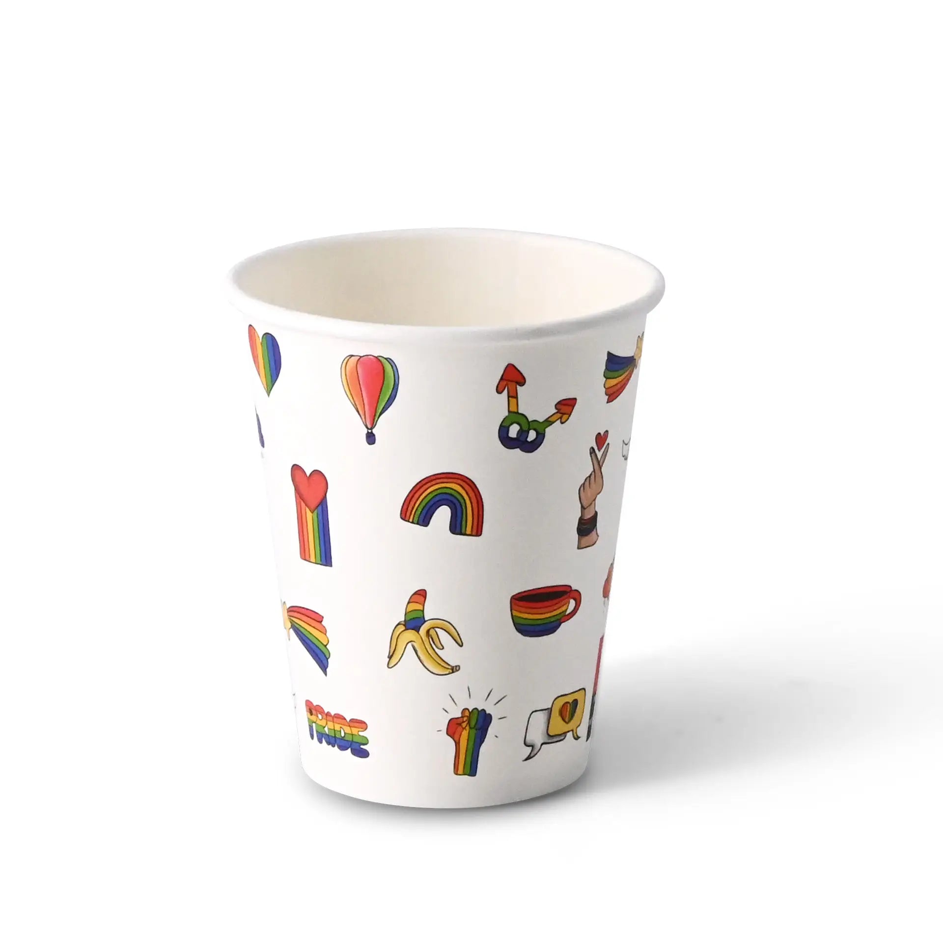 Pappbecher bedruckt "Pride" (beschichtet) 200 ml / 8 oz, Ø 80 mm, weiß