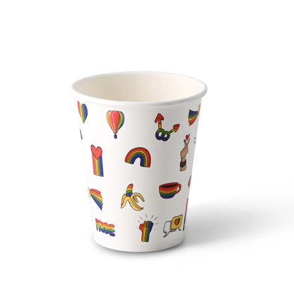 Pappbecher bedruckt "Pride" (beschichtet) 200 ml / 8 oz, Ø 80 mm, weiß