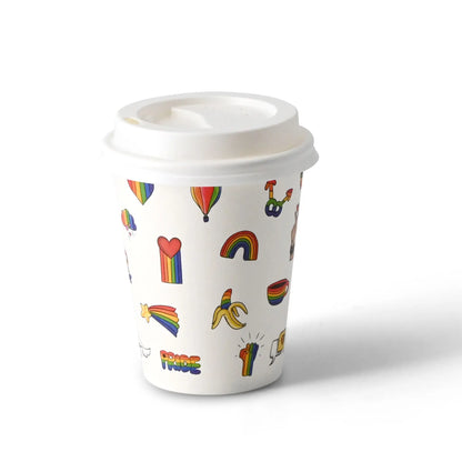 Pappbecher bedruckt "Pride" (beschichtet) 200 ml / 8 oz, Ø 80 mm, weiß
