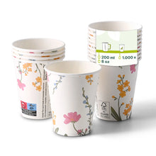Pappbecher bedruckt "Frühling" (beschichtet) 200 ml / 8 oz, Ø 80 mm, weiß