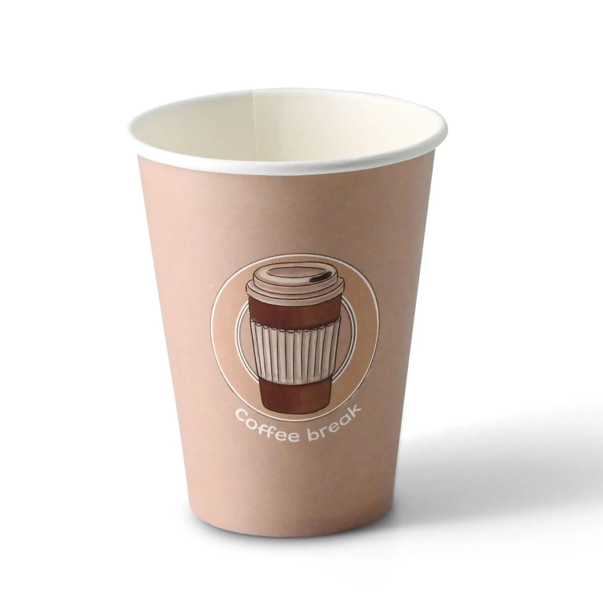 Pappbecher bedruckt "Coffeebreak" (beschichtet) 300 ml / 12 oz, Ø 80 mm, weiß