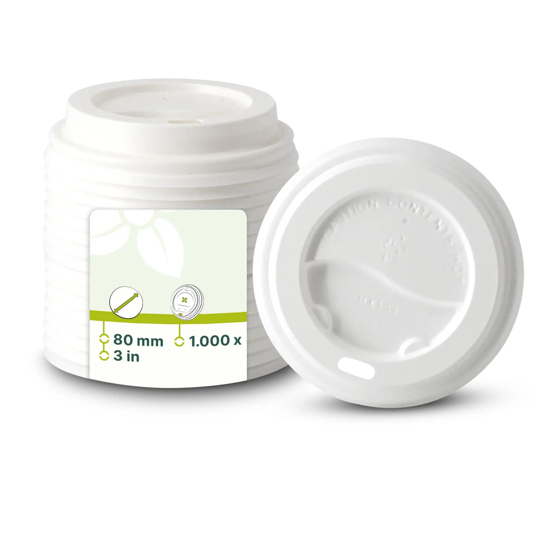 PS lid Ø 80 mm, white, drinking hole