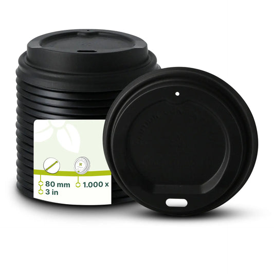 PS lid Ø 80 mm, black, drinking hole