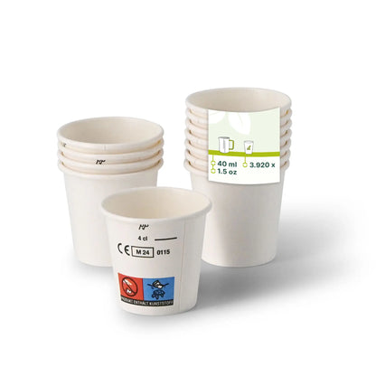 Schnapsbecher aus Papier (beschichtet) 40 ml / 1,5 oz, weiß