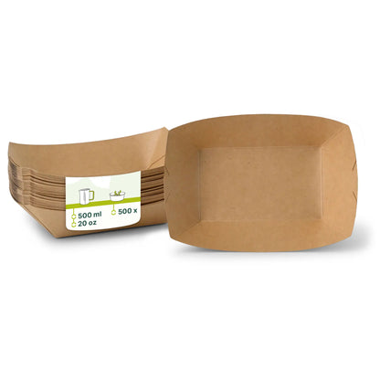 Snackschale aus Karton (beschichtet) 500 ml, 20,5 x 14 x 3 cm, braun
