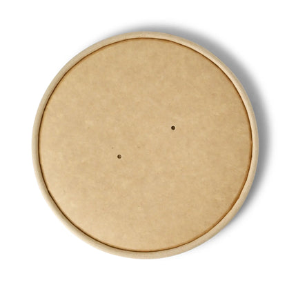 Cardboard lid with membrane (coated) Ø 150 mm, brown, round (for paper bowls)