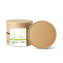 Cardboard lid with membrane (coated) Ø 150 mm, brown, round (for paper bowls)