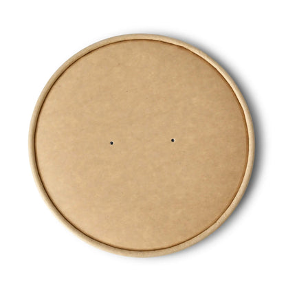 Cardboard lid with membrane (coated) Ø 185 mm, brown, round (for paper bowls)