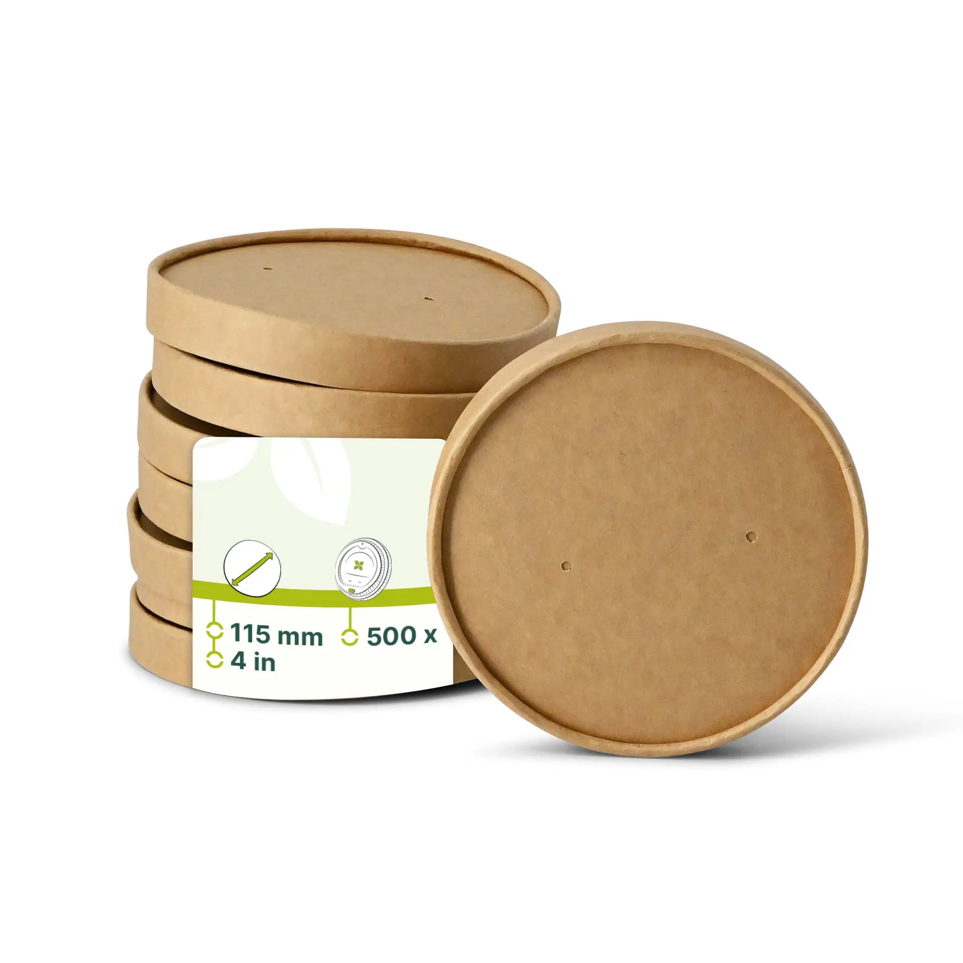 Cardboard membrane lids Ø (coated) 115 mm, brown (for soup containers)