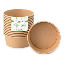 Paper bowls (coated) / Salad bowls 650 ml, Ø 150 mm, brown, round (800 ml max. volume)