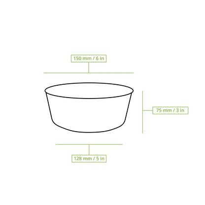 Paper bowls (coated) / Salad bowls 800 ml, Ø 150 mm, white, round (1000 ml max. volume)
