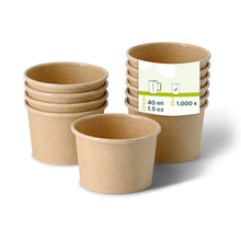Portionsbecher aus Karton (beschichtet) 40 ml, Ø 62 mm, braun