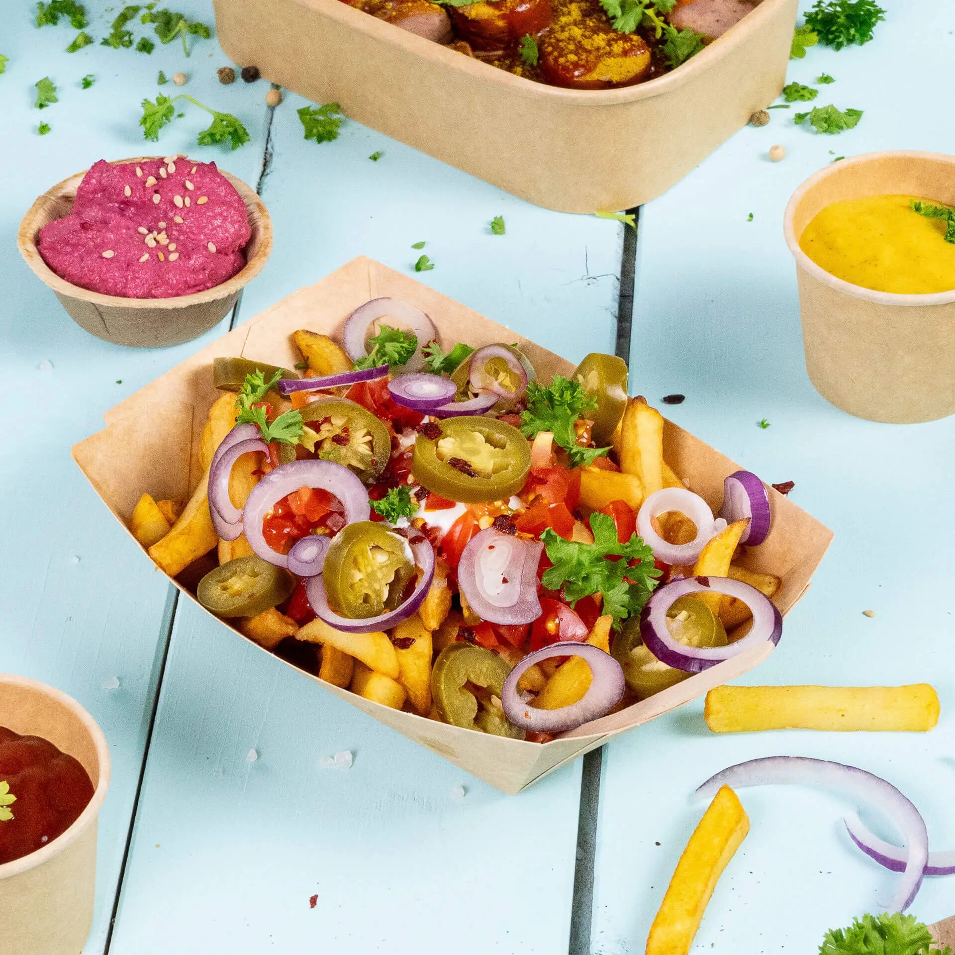 Snackschalen aus Karton 400 ml, 17 x 12 x 4 cm, braun