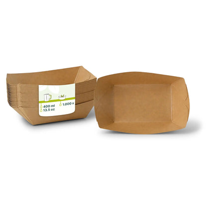 Cardboard Snack Tray 400 ml, 17 x 12,5 x 4 cm, brown