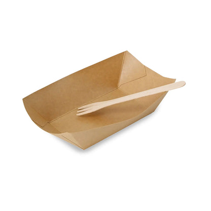 Karton-Snack-Schalen 800 ml, 21,5 x 16 x 5,5 cm, braun