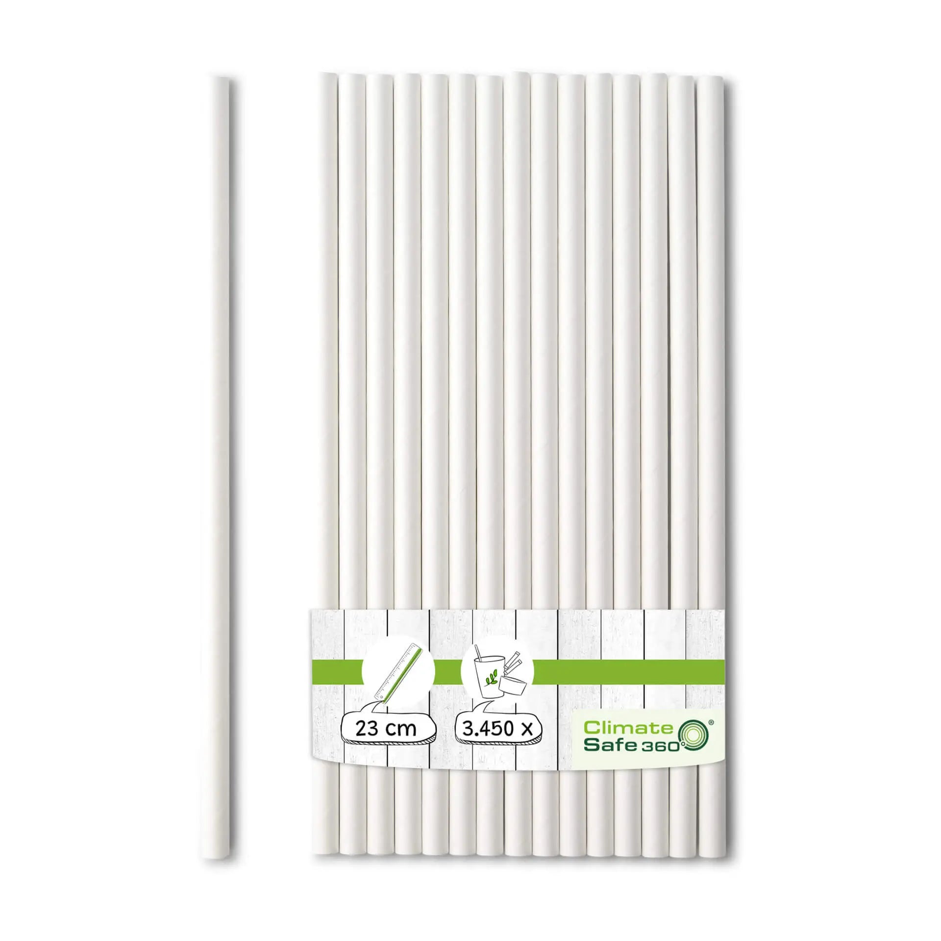 23 cm, Ø 0.8 cm Paper-jumbo-straws, white