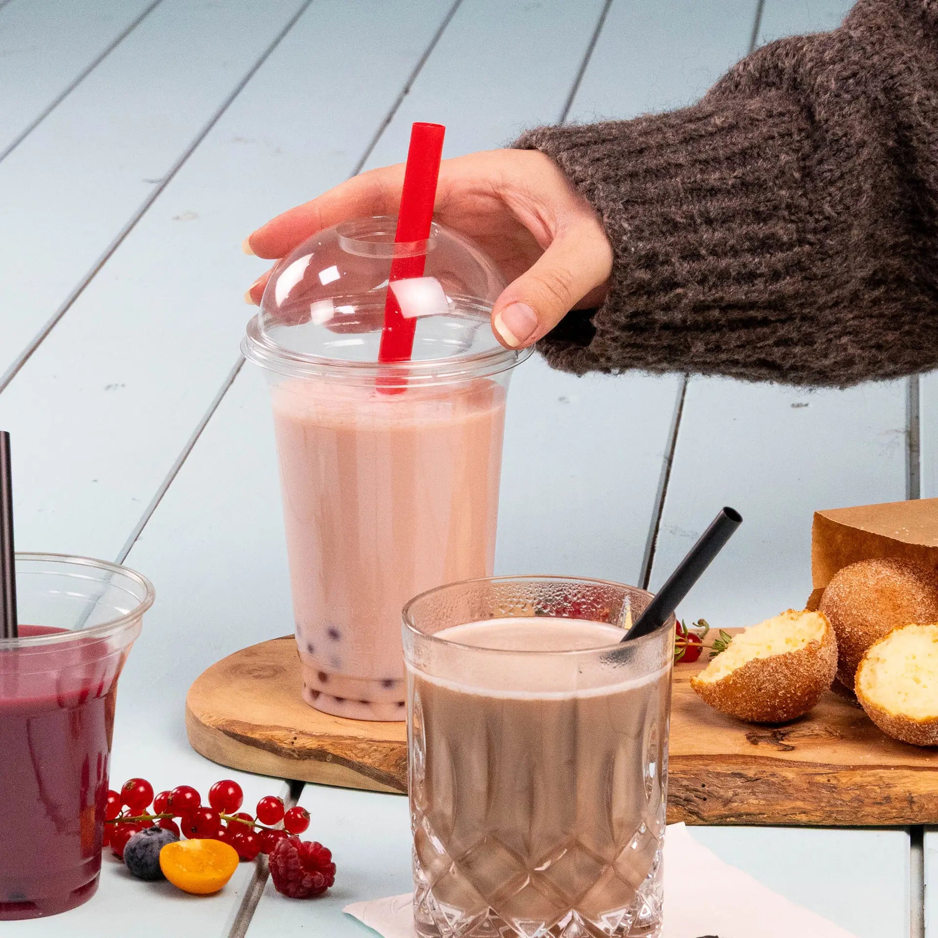 Bubble Tea Strohhalme 20 cm, Ø 1,2 cm, bunt, wiederverwendbar