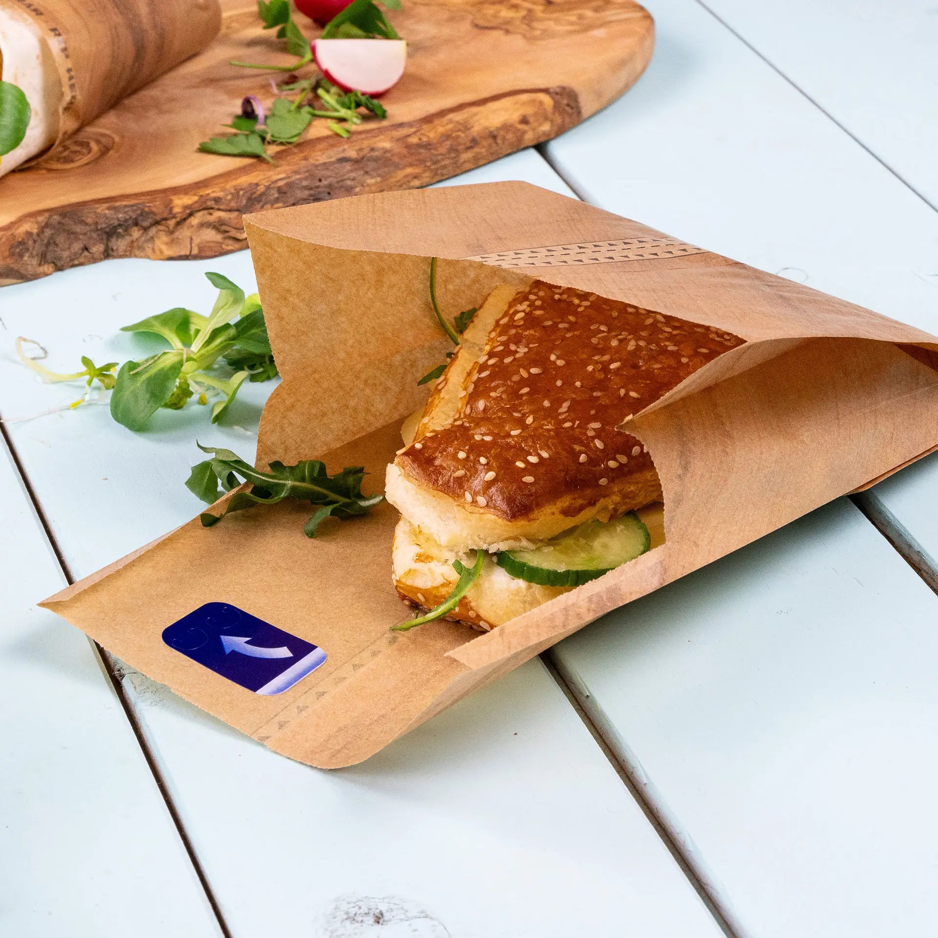 Burgertaschen aus Papier 15 x 16,5 cm, braun, Klebeverschluss