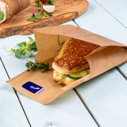 Burgertaschen aus Papier 15 x 16,5 cm, braun, Klebeverschluss