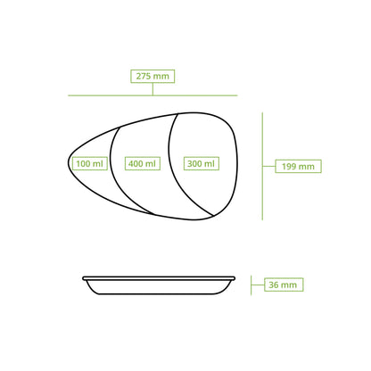 | 2 FOR 1 | Reusable menu-plates "merways Plate" 27.5 x 20 x 3.5 cm, 3 compartments, tear drop, caramell / brown
