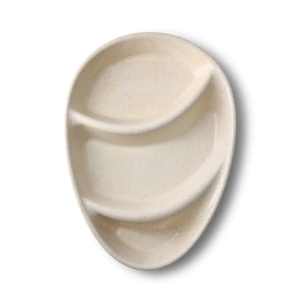 | 2 FOR 1 | Reusable menu-plates "merways Plate" 27,5 x 20 x 3,5 cm, 3 compartments, tear drop, cashew / creamy white