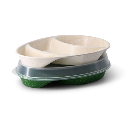 | 2 FOR 1 | Reusable menu-plates "merways Plate" 27,5 x 20 x 3,5 cm, 3 compartments, tear drop, cashew / creamy white