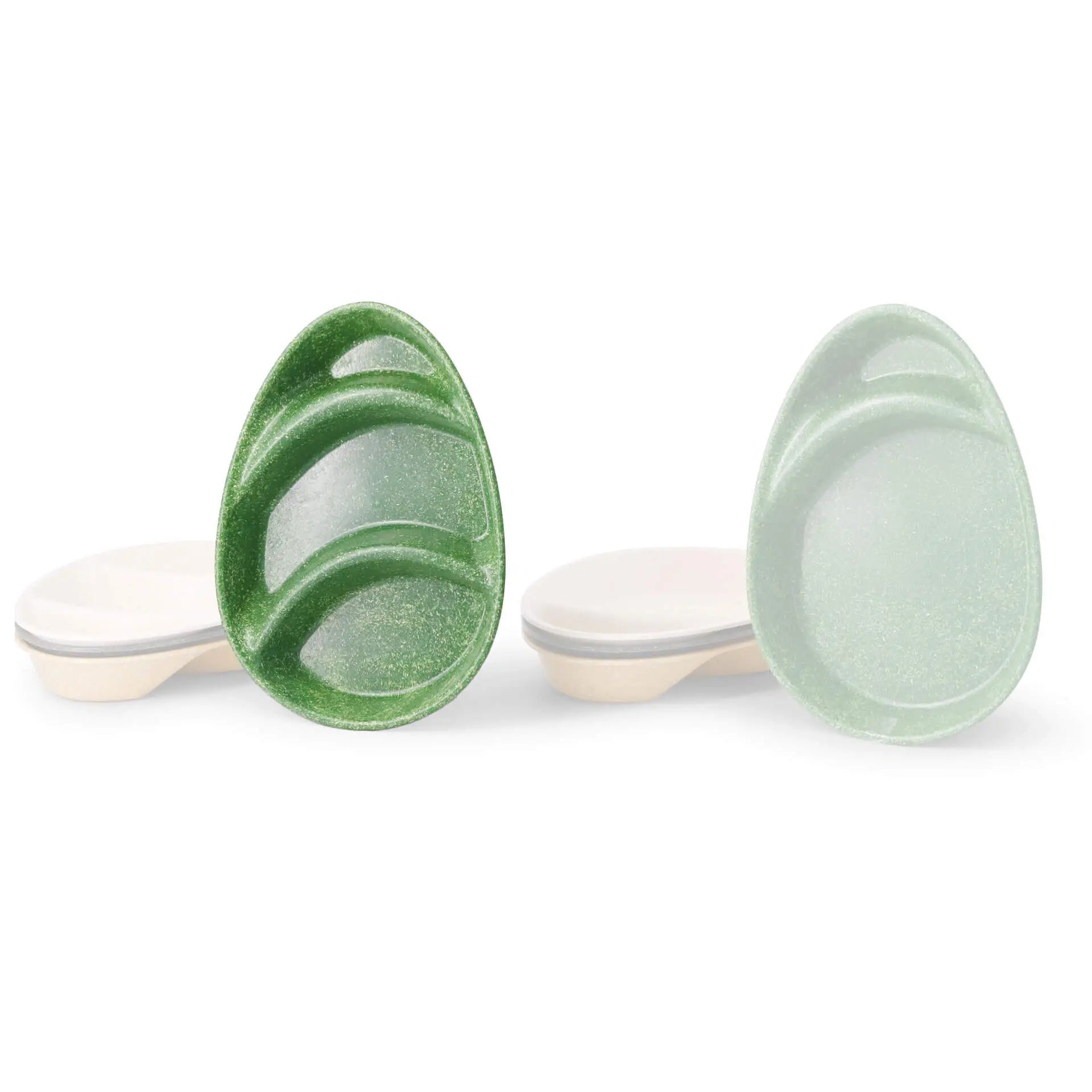 | 2 FOR 1 | Reusable menu-plates "merways Plate" 27,5 x 20 x 3,5 cm, 3 compartments, tear drop, spinach / dark green
