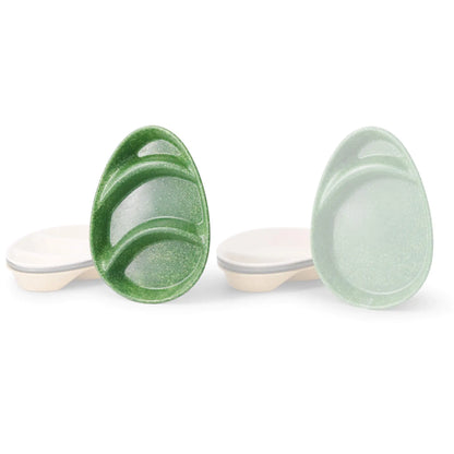 | 2 FOR 1 | Reusable menu-plates "merways Plate" 27,5 x 20 x 3,5 cm, 3 compartments, tear drop, spinach / dark green