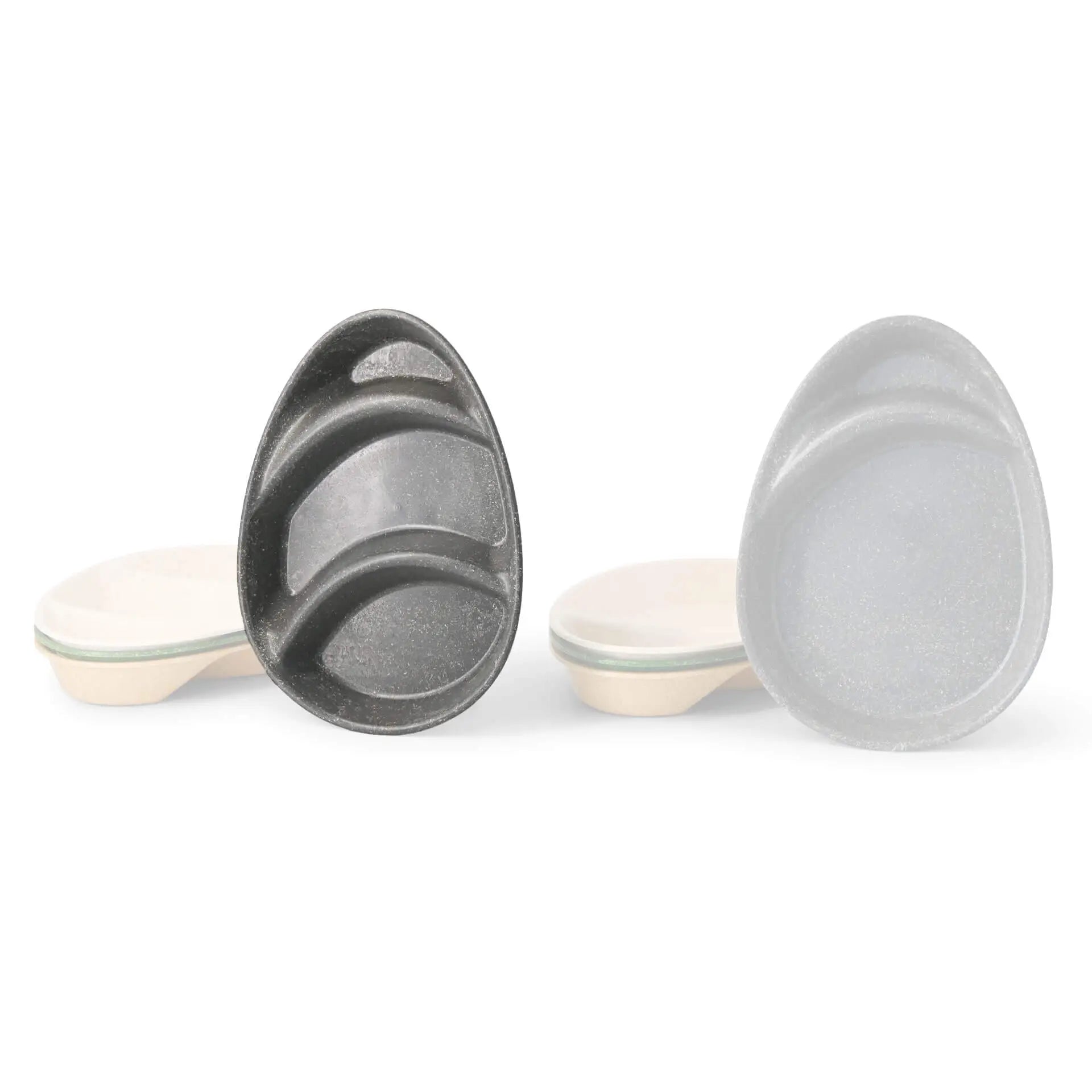| 2 FOR 1 | Reusable divided plates "merways Plate" 27.5 × 20 × 3.5 cm, 3 compartments, teardrop, pepper / grey