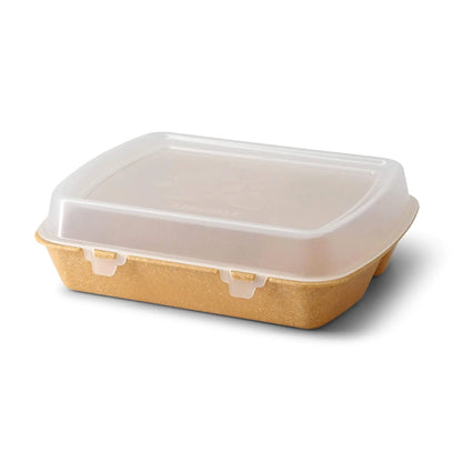 | 2 FOR 1 | Reusable meal container "merways Box" 24.5 x 20 x 4.5 cm, 2 compartments, HP4/2, caramel / brown