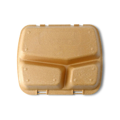 | 2 FOR 1 | Reusable meal container "merways Box" 24.5 x 20 x 4.5 cm, 2 compartments, HP4/2, caramel / brown