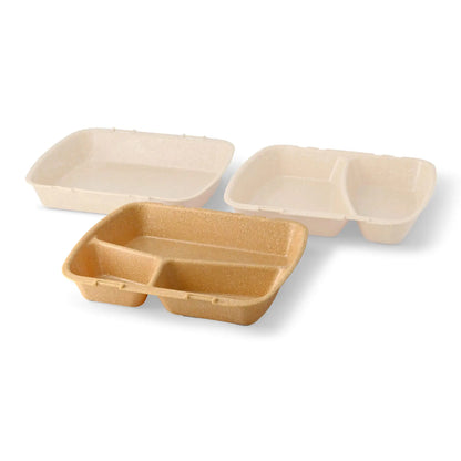 | 2 FOR 1 | Reusable meal container "merways Box" 24.5 x 20 x 4.5 cm, 2 compartments, HP4/2, caramel / brown