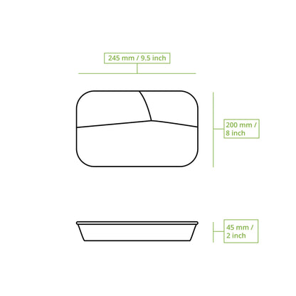 Mehrweg-Menü-Behälter "merways Box" 24,5 x 20 x 4,5 cm, 3 Kammern, HP4/3, Cashew / creme-weiß