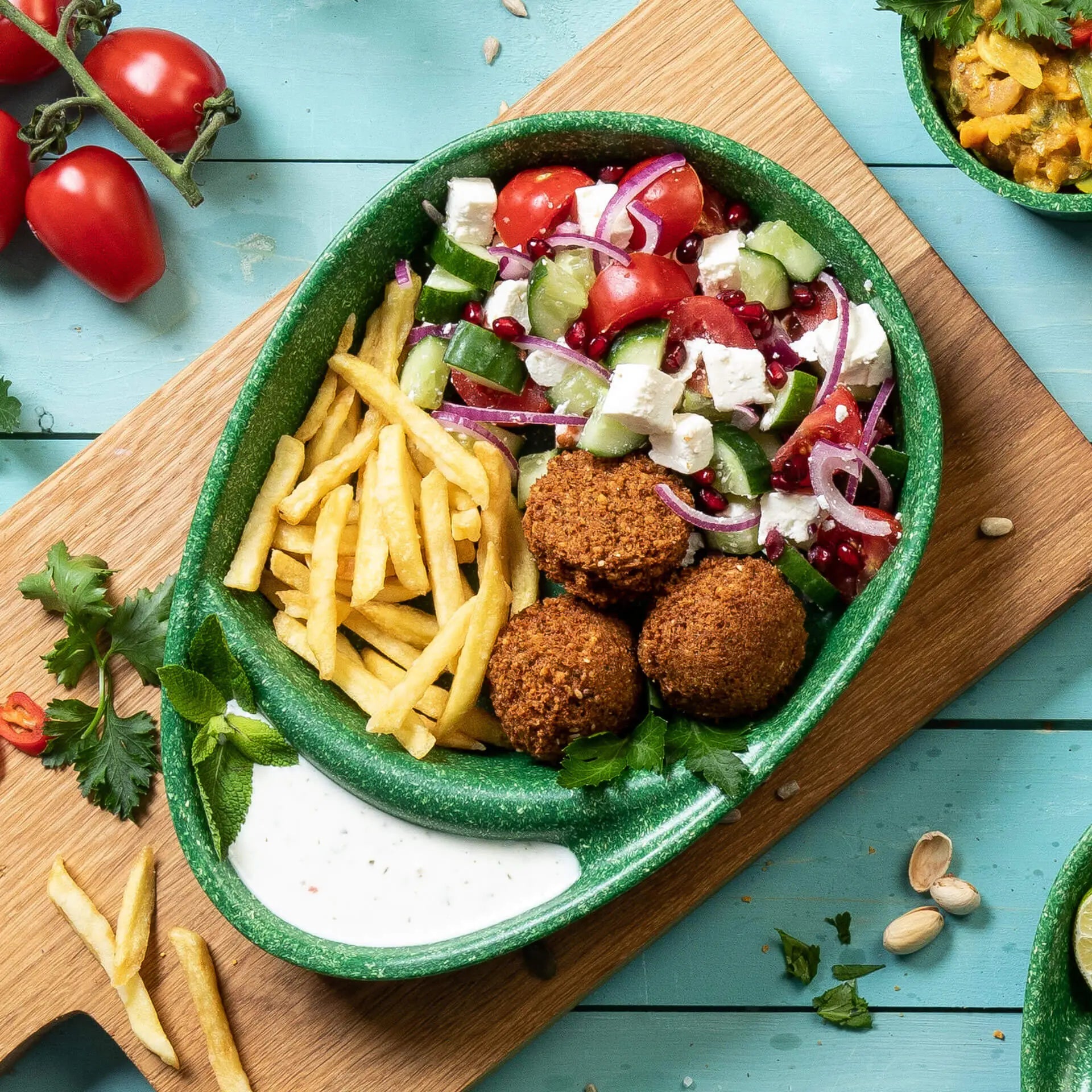 | 2 FOR 1 | Reusable divided plates "merways Plate" 27.5 × 20 × 3.5 cm, 2 compartments, teardrop, dark green