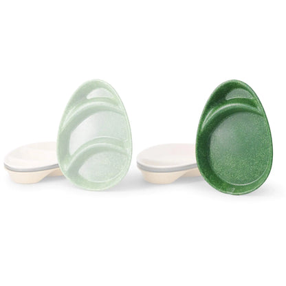 | 2 FOR 1 | Reusable divided plates "merways Plate" 27.5 × 20 × 3.5 cm, 2 compartments, teardrop, dark green