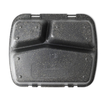 Reusable meal container "merways Box" 24.5 x 20 x 4.5 cm, 3 compartments, HP4/3, pepper / grey