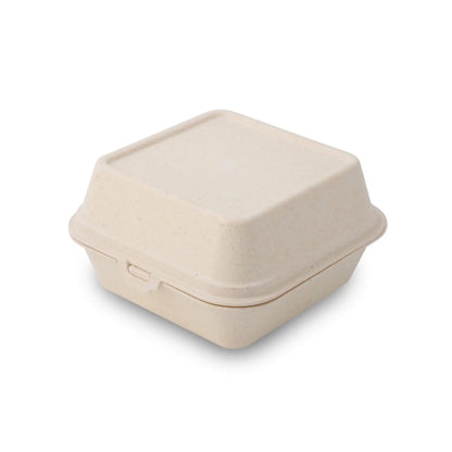 Reusable burger boxes "merways Box" 16 x 15 x 8.5 cm, cashew / creamy white