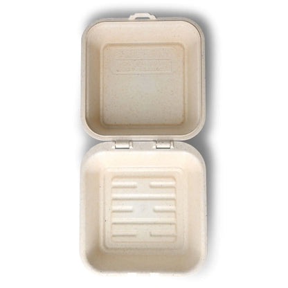 Reusable burger boxes "merways Box" 16 x 15 x 8.5 cm, cashew / creamy white